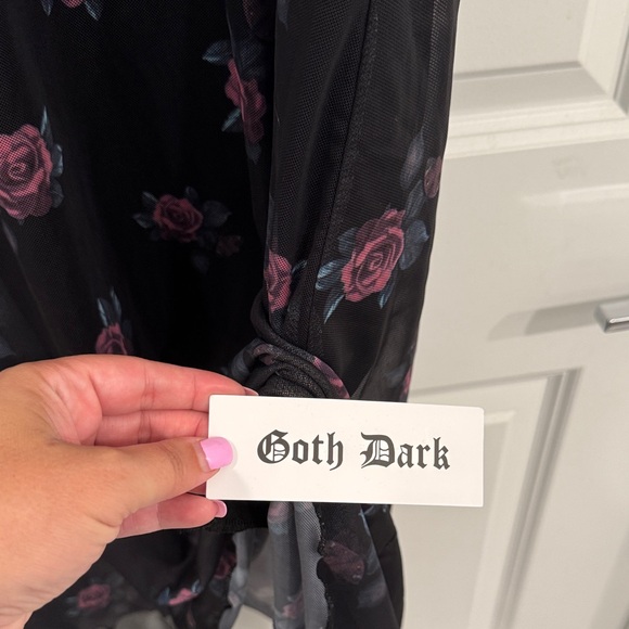 Floral Black and Purple Women's Dress - Picture 4 of 4